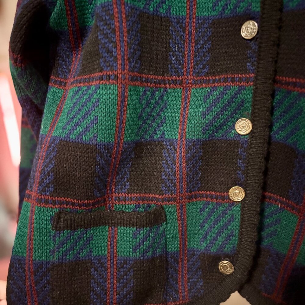 Tally Ho • vintage plaid cardigan 80s - Picture 6 of 8